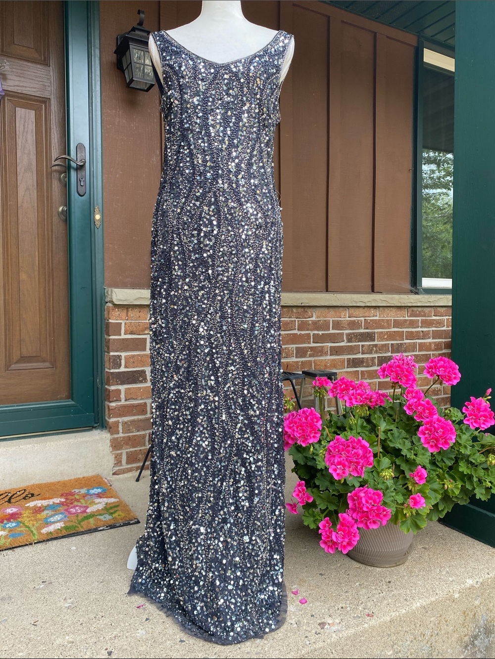 Pisarro Nights Black and Silver Sequin Maxi Gown